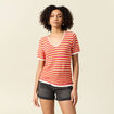 Pull manches courtes marron cognac femme