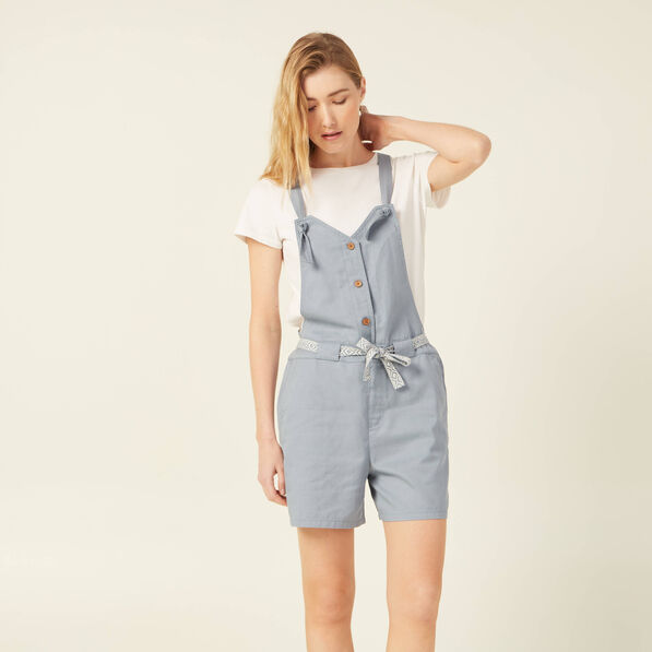 Combishort ceinturée bleu gris femme