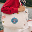 Sac bandouli&egrave;re en coton doubl&eacute; multicolore femme