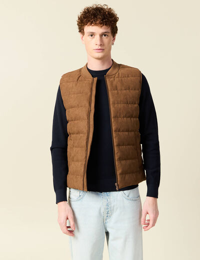 Doudoune sans manches doublée marron homme