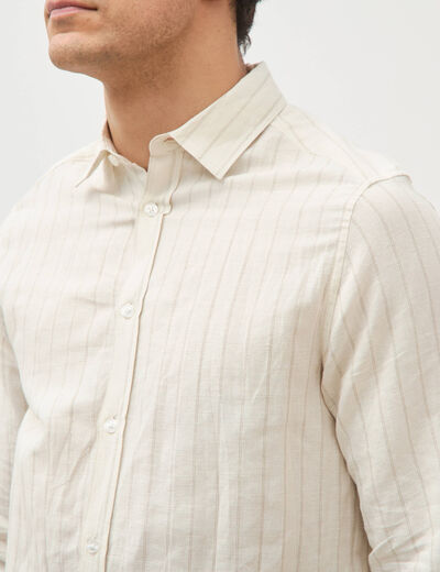 Chemise manches longues beige fonce homme