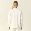 Blouson boutonné brodé denim blanc femme