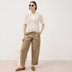Pantalon loose taille haute vert kaki femme