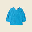 T-shirt manches 3/4 ajouré bleu femme