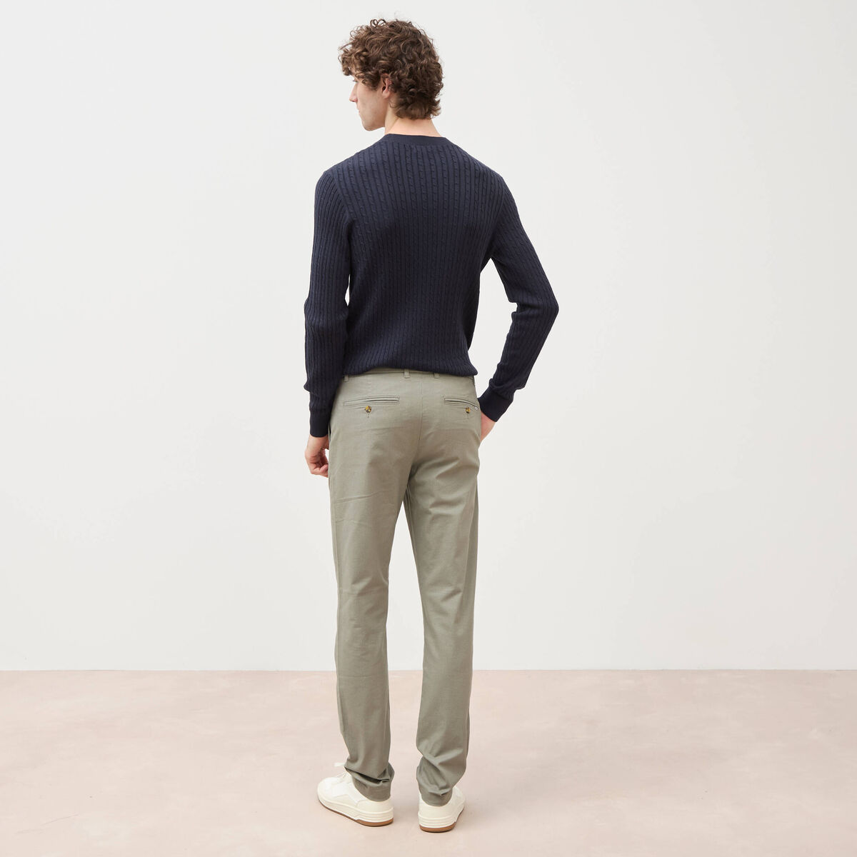 Pantalon chino slim vert kaki homme