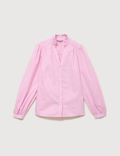 Chemise droite manches longues rose clair femme
