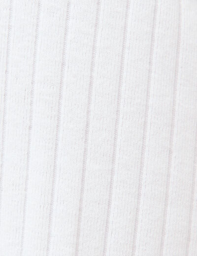T-shirt ajust&eacute; col rond manches longues blanc femme