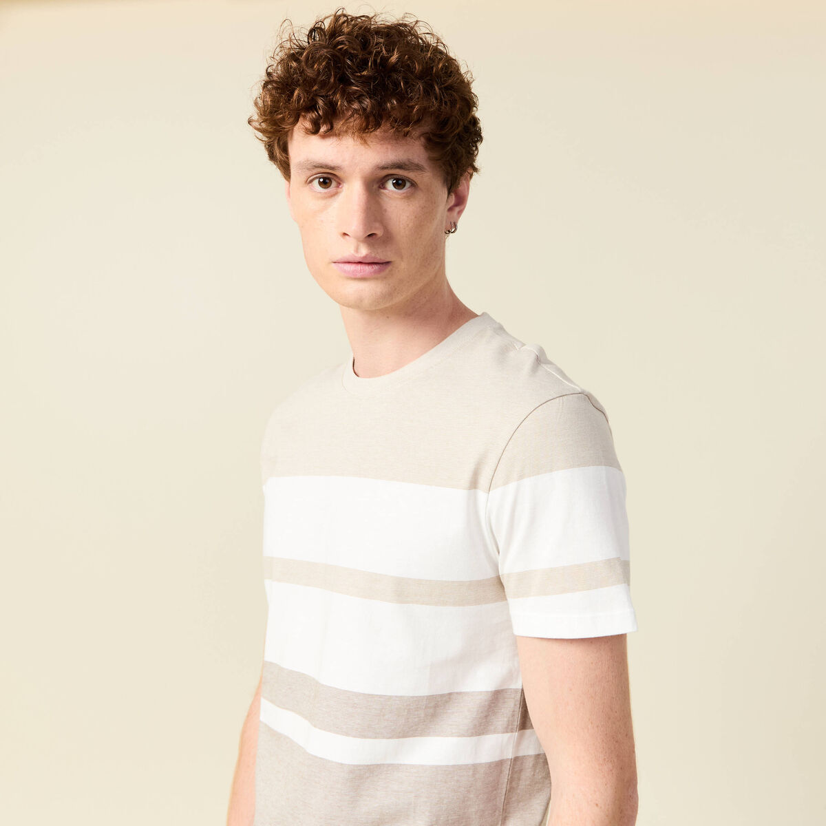 T-shirt manches courtes beige homme