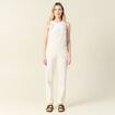 Salopette droite en jean denim blanc femme