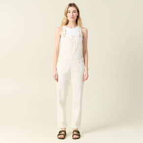 Salopette droite en jean denim blanc femme