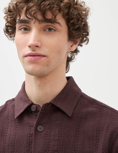 Chemise boyfriend manches courtes marron fonc&eacute; homme