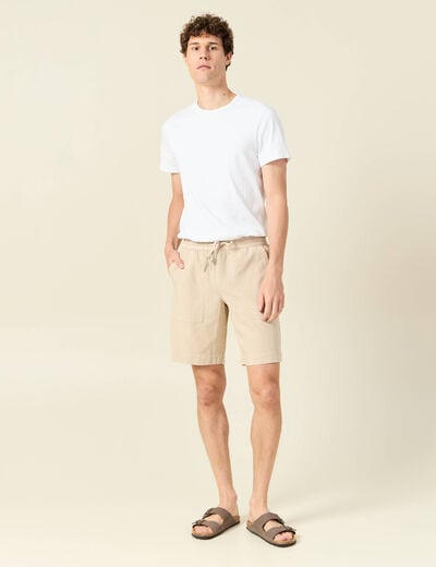 Short droit à coulisse sable homme