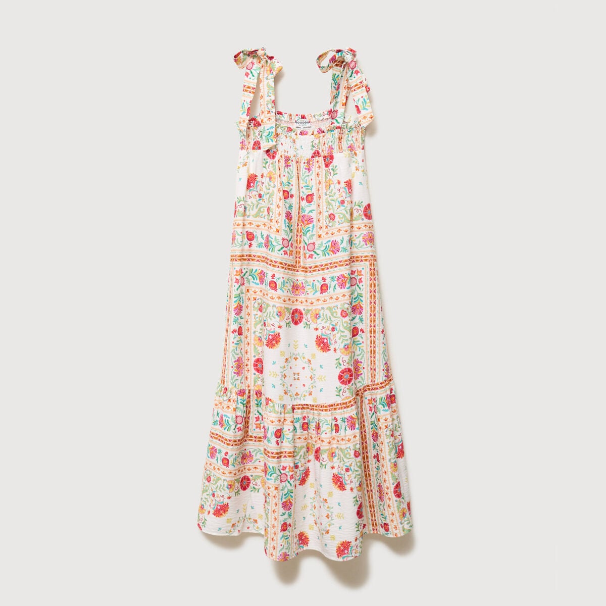 Robe bretelles col carr&eacute; fluide blanc femme