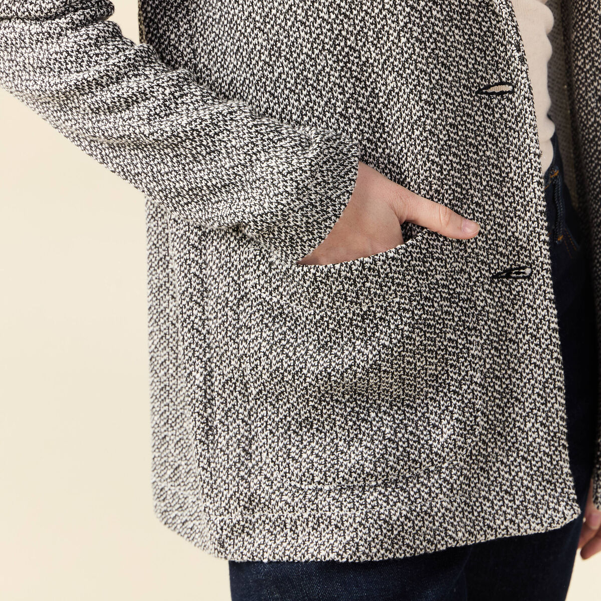 Gilet manches 3/4 ecru femme