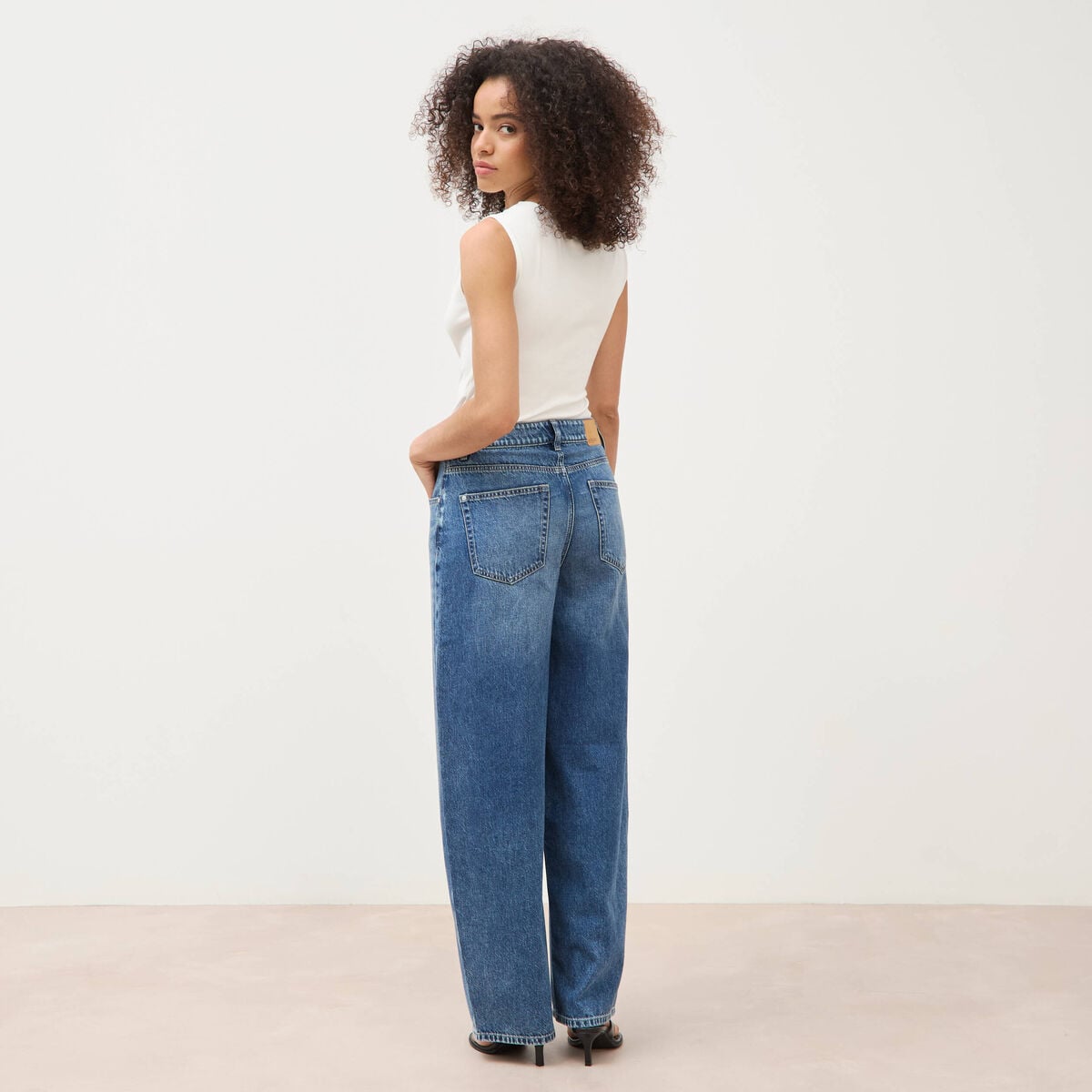 Jeans loose en coton denim used femme