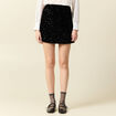 Jupe droite velours sequins noir femme