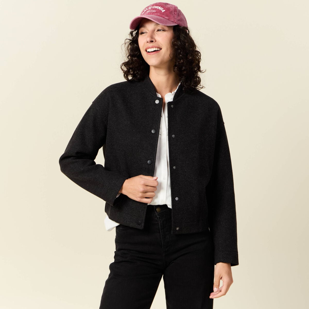 Gilet manches longues gris fonc&eacute; femme
