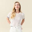 Pull manches courtes ajouré ecru femme