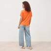 T-shirt droit col rond manches courtes orange femme