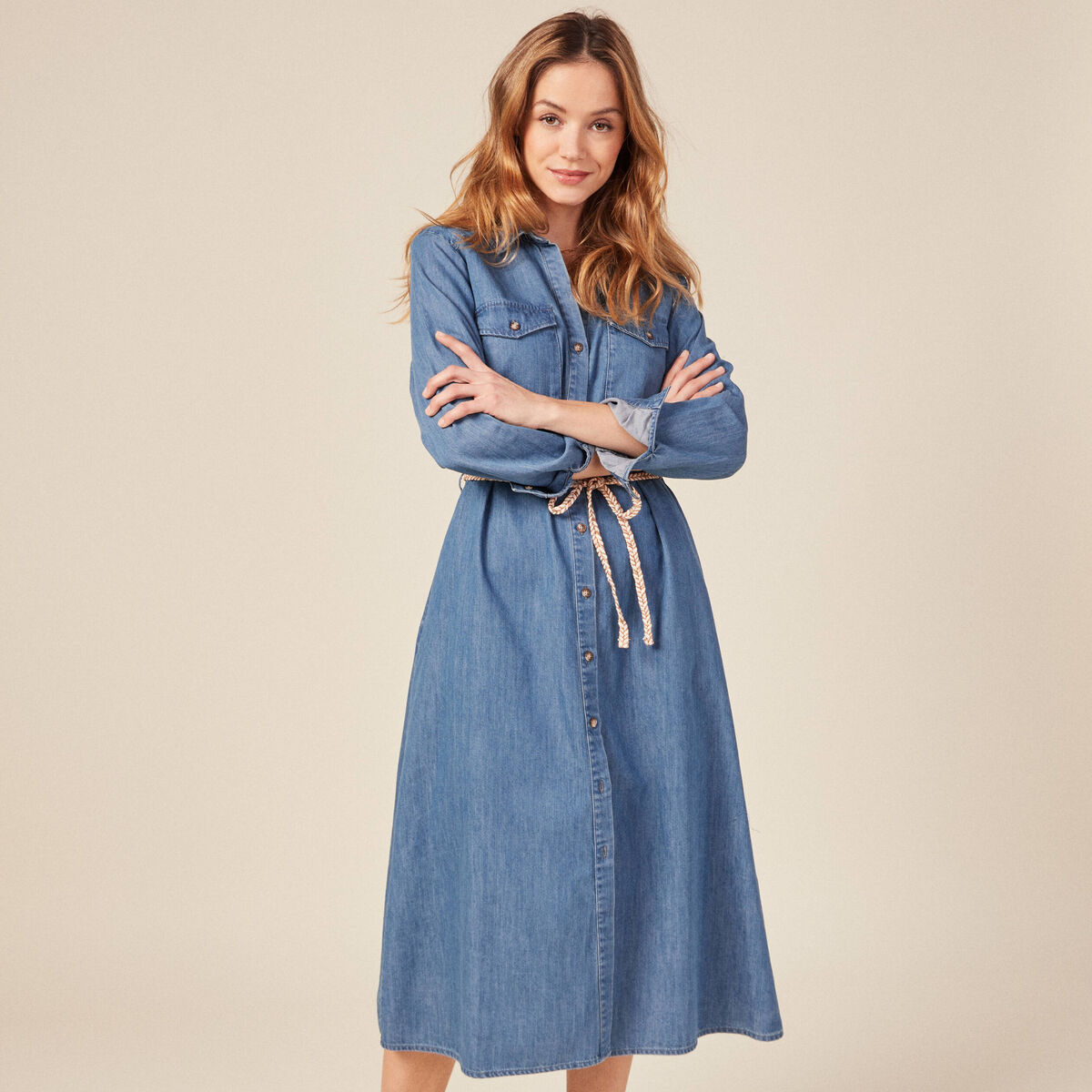 Robe en jean éco-responsable denim bleach femme