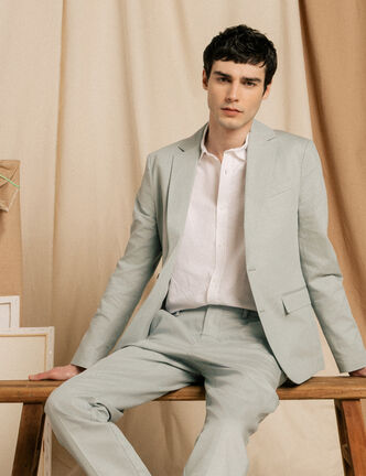 Blazer manches longues col classique vert clair homme