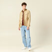 Veste boutonnée col velours beige homme