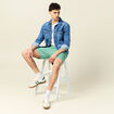 Short droit avec cordon vert homme