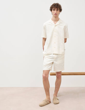 Chemise boyfriend manches courtes ecru homme