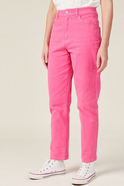 Pantalon straight rose fushia femme