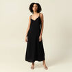 Robe midi droite satin noir femme