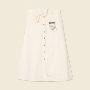 Jupe midi trapèze denim blanc femme
