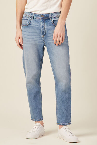 Jeans straight tapered denim stone homme