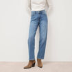Jeans straight 7/8&egrave;me taille haute denim stone femme