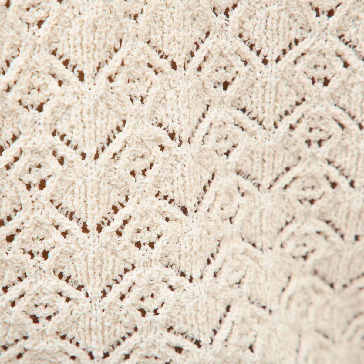 Pull droit court ajour&eacute; manches courtes camel femme