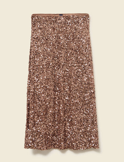 Jupe &agrave; sequins doubl&eacute;e vieux rose femme