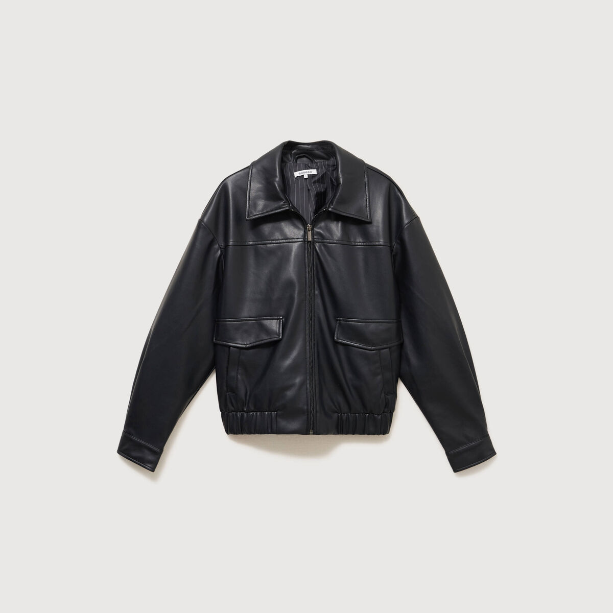 Blouson oversize manches longues noir femme