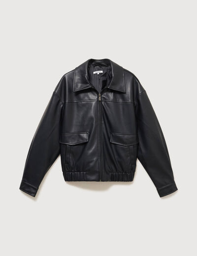 Blouson oversize manches longues noir femme
