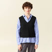 Pull sans manches col en V noir femme