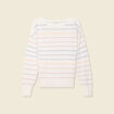 Pull manches longues ajouré ecru femme