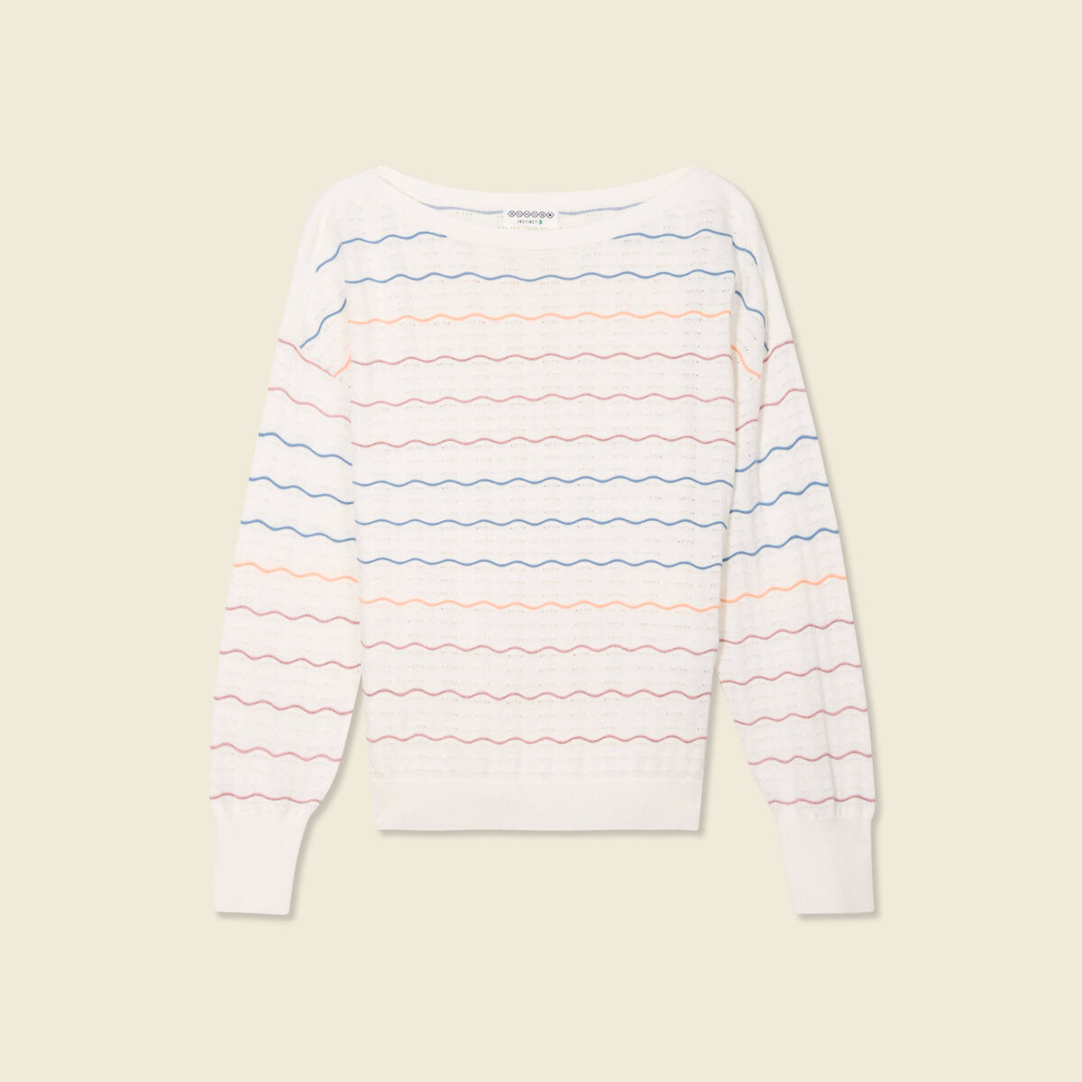 Pull manches longues ajouré ecru femme