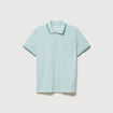 Polo cintr&eacute; en coton manches courtes bleu gris homme
