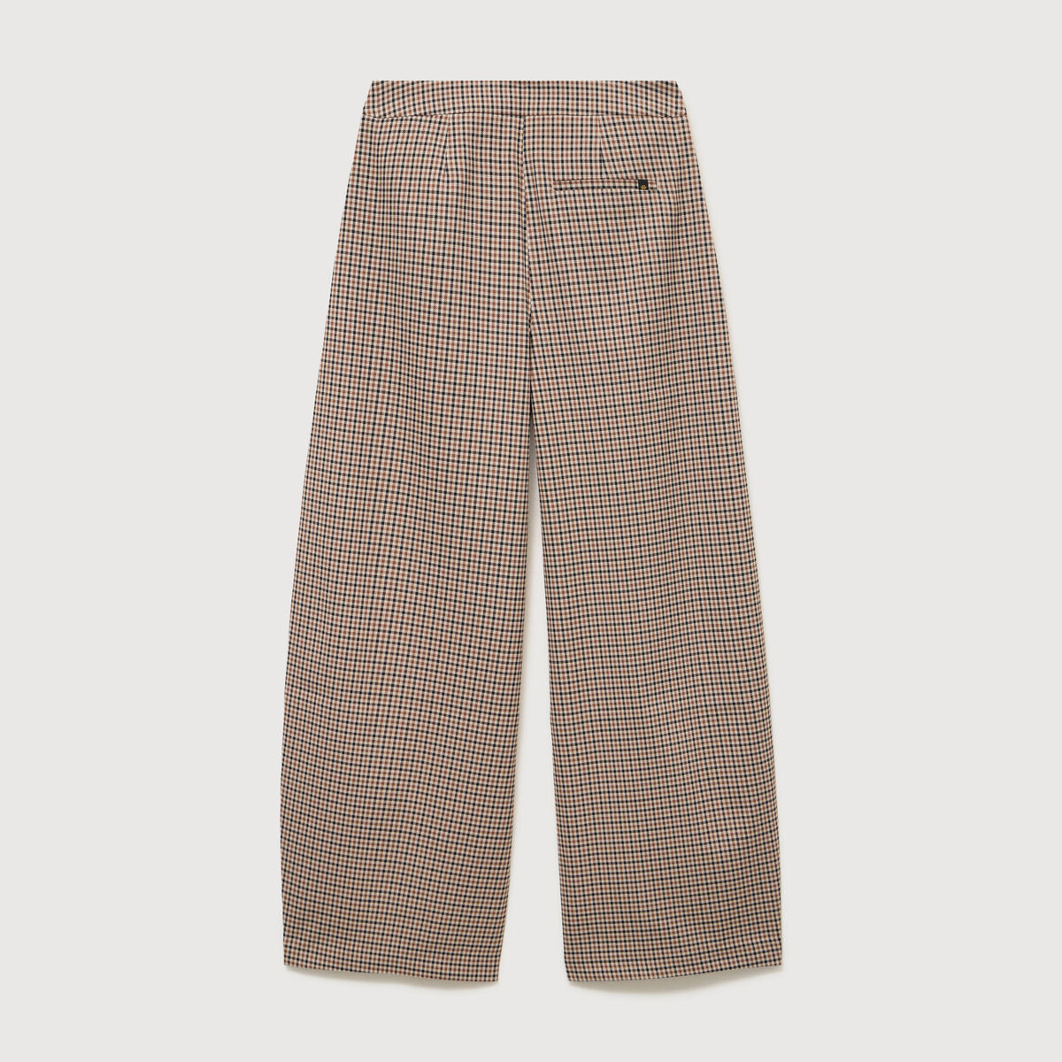 Pantalon barrel bas resserr&eacute; &agrave; carreaux ficelle femme