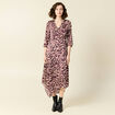 Robe longue évasée fluide marron femme