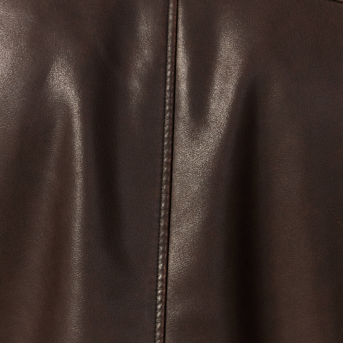 Blouson simili cuir marron foncé homme