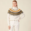 Pull manches longues col roulé ecru femme