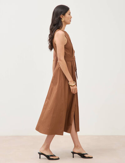 Robe en coton sans manches marron femme