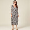 Robe longue évasée manches 3/4 noir femme