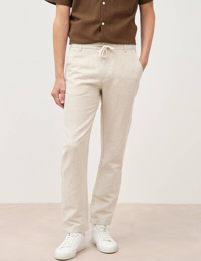 Chino coupe droite longueur 32 ecru homme