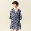 Robe évasée manches 3/4 bleu marine femme