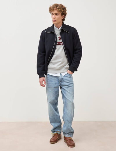 Sweat droit col rond manches longues gris clair homme